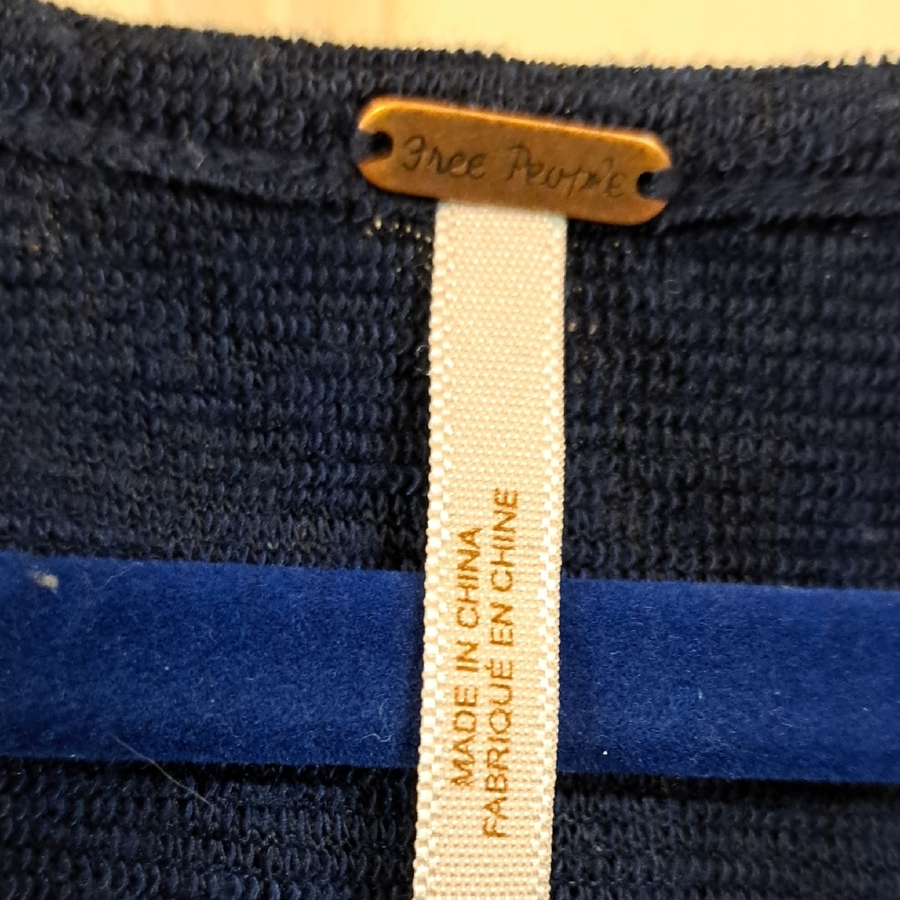 Free People Navy Blue Long Sleeve Top - Picture 2 of 5
